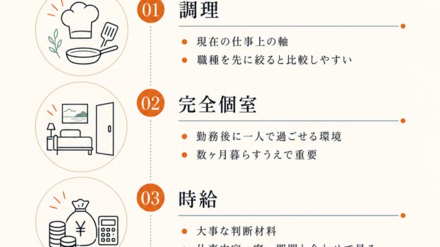 Resort work job selection 3 criteria